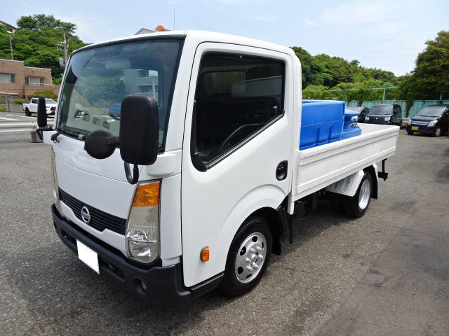 H23日産アトラス1.2t平ボディ全低床荷台FRP加工水槽タンク載12V(149)(06-13)